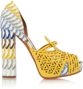 Missoni Crochet-knt and cutout leather sandals