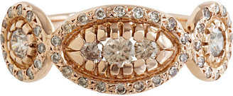Ileana Makri Champagne Diamond & Pink Gold Triple Solitaire Ring