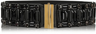Marni Crystal-Embellished Leather and Elastic Waist Belt