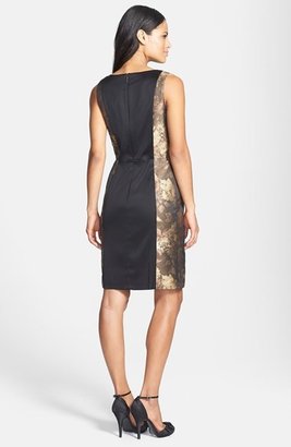 Donna Ricco Metallic Lace & Jacquard Sheath Dress