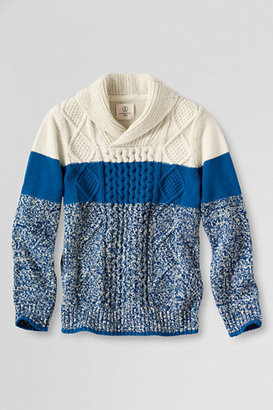 Lands' End Little Boys' Shawl Collar Cable Sweater