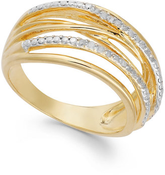 Townsend Victoria Diamond Crossover Ring in 18k Gold over Sterling Silver (1/10 ct. t.w.)