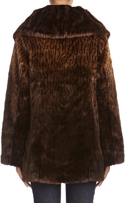 Jones New York Faux Fur Swing Coat with Spread Collar
