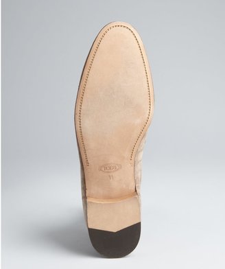 Tod's Taupe Suede Penny Loafers