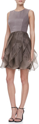 Halston Organza Ruffled Skirt Dress