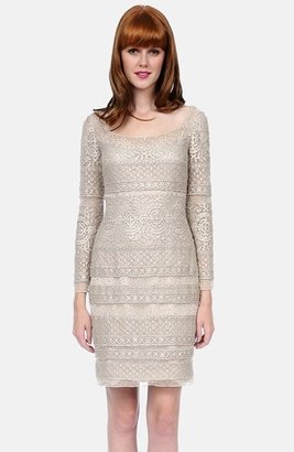 Kay Unger Crochet Lace Sheath Dress