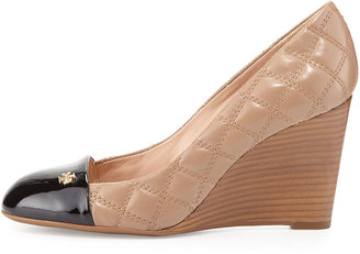 Tory Burch Claremont Quilted Wedge Pump, Clay Beige