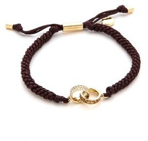 Michael Kors Pave & Baguette Link Charm Braided Silk Cord Bracelet