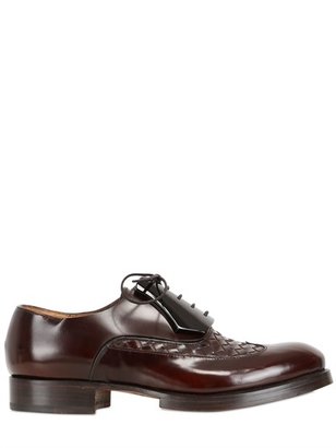 Mahogany Wood & Leather Oxford Shoes