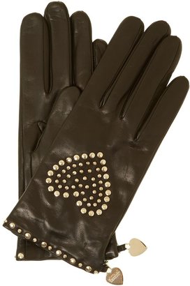 Moschino Cheap & Chic Studded heart leather gloves