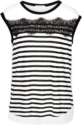 Ella Moss Striped Jersey Top with Lace Detail