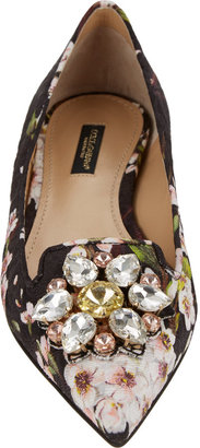Dolce & Gabbana Jeweled Floral Brocade Flats