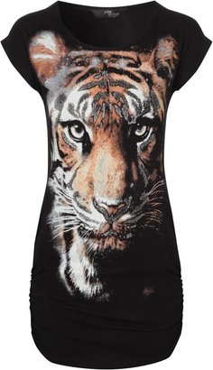 Jane Norman Ruched Tiger T-shirt