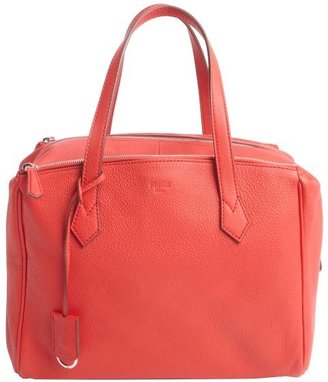 Fendi red pebbled leather top handle bag