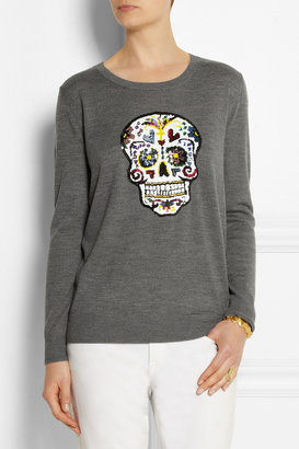Markus Lupfer Mexican Skull sequined merino wool sweater