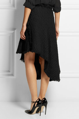 Lanvin Asymmetric frayed wool-blend tweed skirt