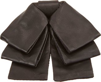 Saint Laurent Women's Leather Triple Bow Tie-Black