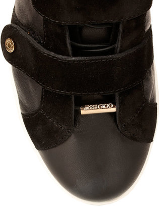 Jimmy Choo Yuko black leather and suede low-top sneaker