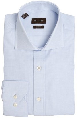 Harrison light blue micro check slim fit dress shirt