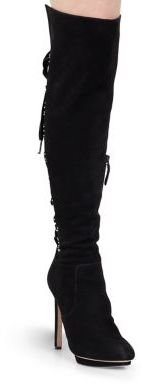 Alexander McQueen Laced-Back Over-The-Knee Platform Boots