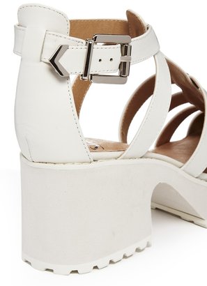 Shellys Kaplow White Leather Gladiator Heeled Sandals