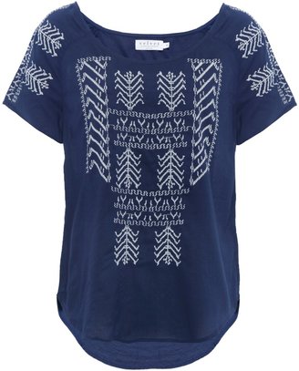 Velvet Aztec Embroidered T-Shirt