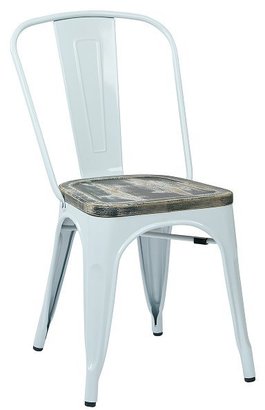 Office Star Bristow Metal Chair with Vintage Wood Seat (Set of 2)