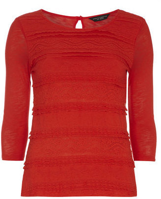 Dorothy Perkins Red Frill Lace Front Top