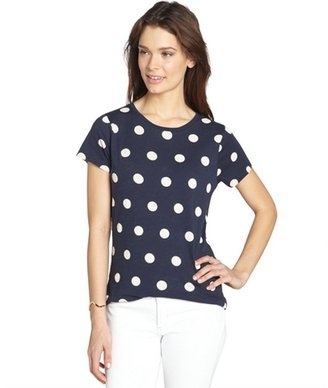 French Connection navy and white cotton jersey 'Sonny Spot' short sleeve tee