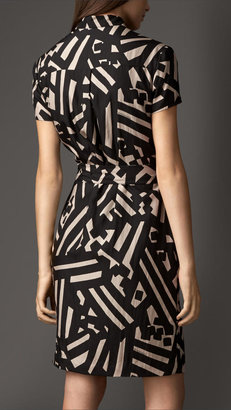 Burberry Geometric Print Silk Shirt Dress