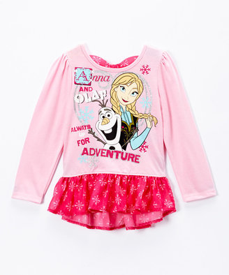 Children's Apparel Network Pink Frozen Anna Peplum Top - Toddler & Girls