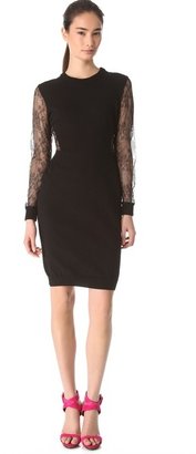 Peter Som Knit Dress with Black Lace Sleeves