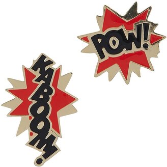 Noir X DC Comics Kaboom Pow 18 karat gold plated earrings