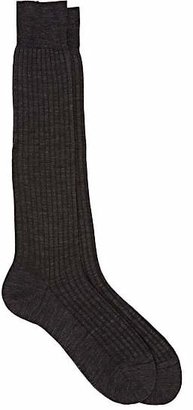 Barneys New York Men's Rib-Knit Wool-Blend Knee Socks - Charcoal