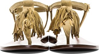 Studio Pollini Olive Suede Tassel Accent Sandals