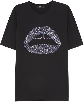 Markus Lupfer Lara sequinned lips T-shirt