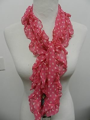 Ralph Lauren NEW Pink Ruffled Polka Dot Silk Scarf RV$45