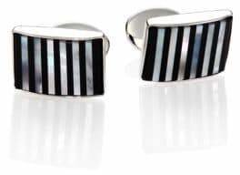 David Donahue Sterling Silver, Onyx & Mother Of Pearl Cuff Links