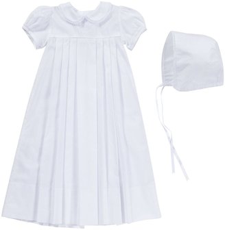 Kissy Kissy Girls Short Sleeve Christening Gown & Bonnet-White-0-6 Months