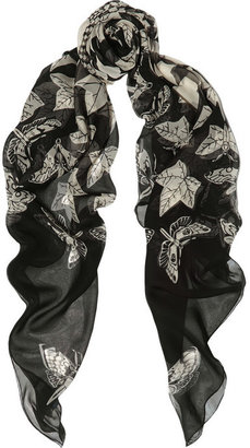 Alexander McQueen Escher Ivy printed silk-chiffon scarf