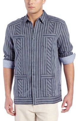 Cubavera Men's Long Sleeve Four Pocket Linen Blend Shirt