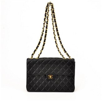 Chanel Pre-Owned Black Quilted Caviar Leather Jumbo Flap Bag