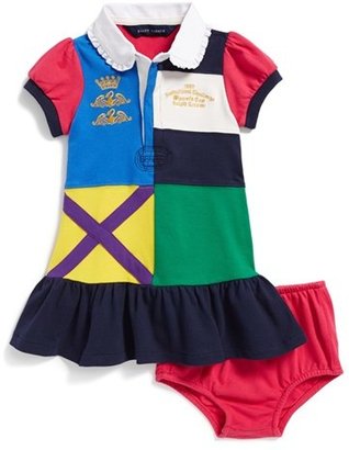 Ralph Lauren 'Cross Mark' Mesh Polo Dress & Bloomers (Baby Girls)