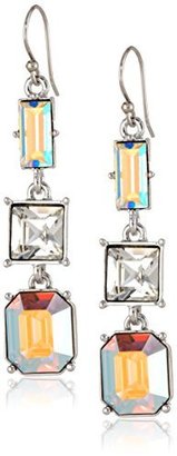 Kate Spade Capital Glow Ab, Silver and Clear Linear Drop Earrings