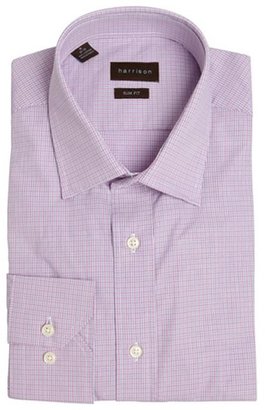 Harrison purple check slim fit dress shirt
