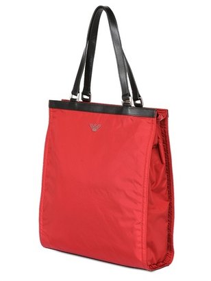 Emporio Armani Nylon Tote Bag With Leather Details