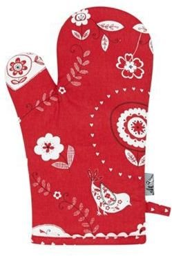 Thomas Laboratories At home with Ashley Red bird and heart printed oven glove