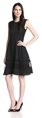 Rachel Roy Collection Women's Lace Panel Flared Dress