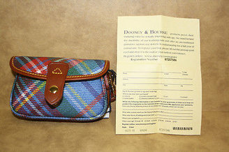 Dooney & Bourke tartan plaid leather trim wristlet  nwts