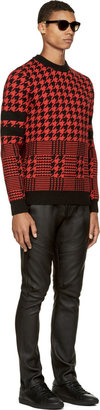 Diesel Black Gold Black & Red Houndstooth Jacquard Kustode Sweater